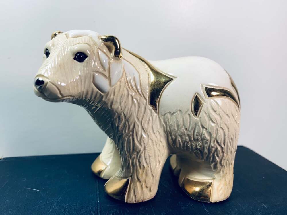 Golden Polar Bear DeRosa Rinconada figurine
